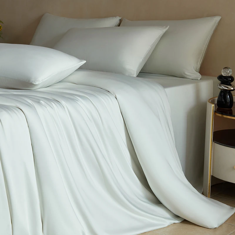 Mulberry Silk Bedding Set Twin Full Queen Size Duvet Cover Set with Quilt Cover Flat Sheet Pillowcase Luxurious Smooth Bed Sheet