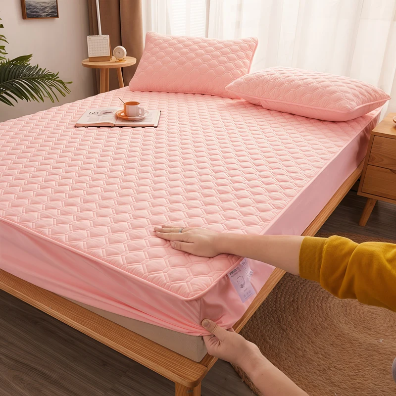 WASART Thicken quilted mattress protector cover couple luxury double bed elastic fitted sheet style 150x190 bed protection pad