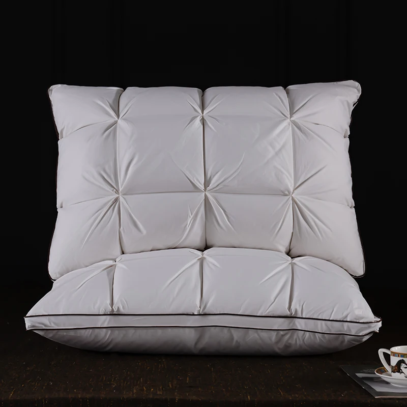 Luxury 3D Bread White Goose Down Feather Pillows for Sleeping Body Neck Protection Bed Pillows Soft Comfort 100% Cotton Cover