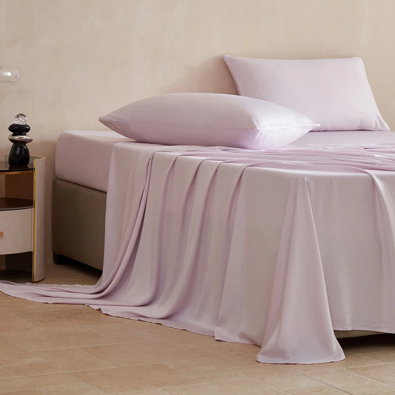 100% Mulberry Silk Bed Sheets Set Luxury Smooth Ultra Soft Bedding Sets with Fitted Sheet Flat Sheet Pillowcase for All Season