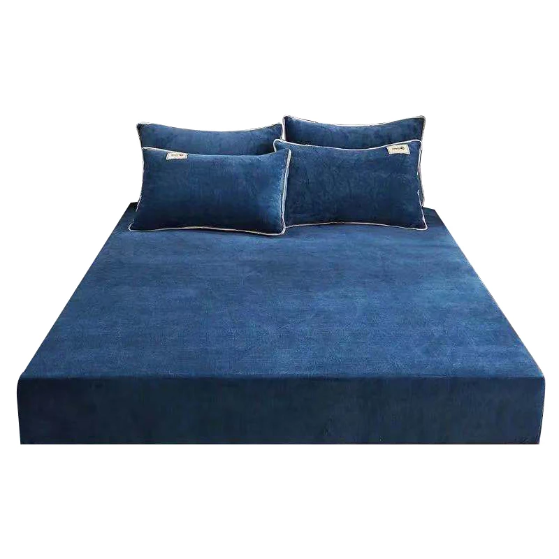 WASART Winter warm coral fleece fitted sheet elastic mattress protector cover couple 2 people luxury double bed bedsheet 150/180