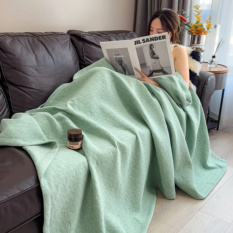 Pure Cotton Throw Blanket Soft Muslin Throws Blankets for Couch, Sofa, Bed Luxury Lightweight Boho Large Summer Blanket Quilt