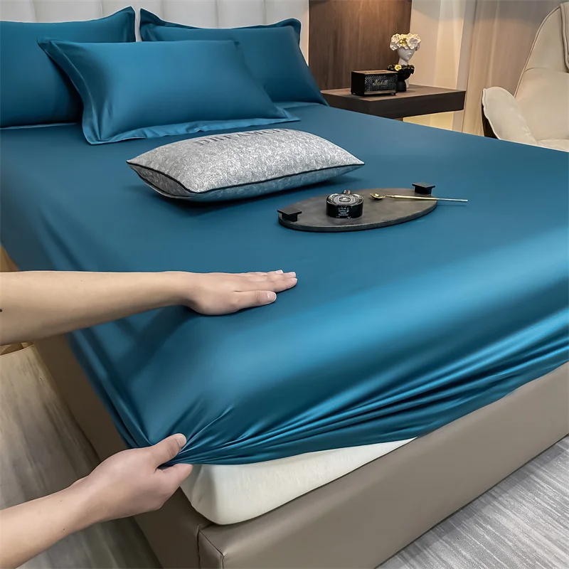 Soft Luxury Egyptian Cotton 400TC Fitted Bed Sheet with Elastic Bands Mattress Cover Non Slip Machine Washable 140/160/180/200cm