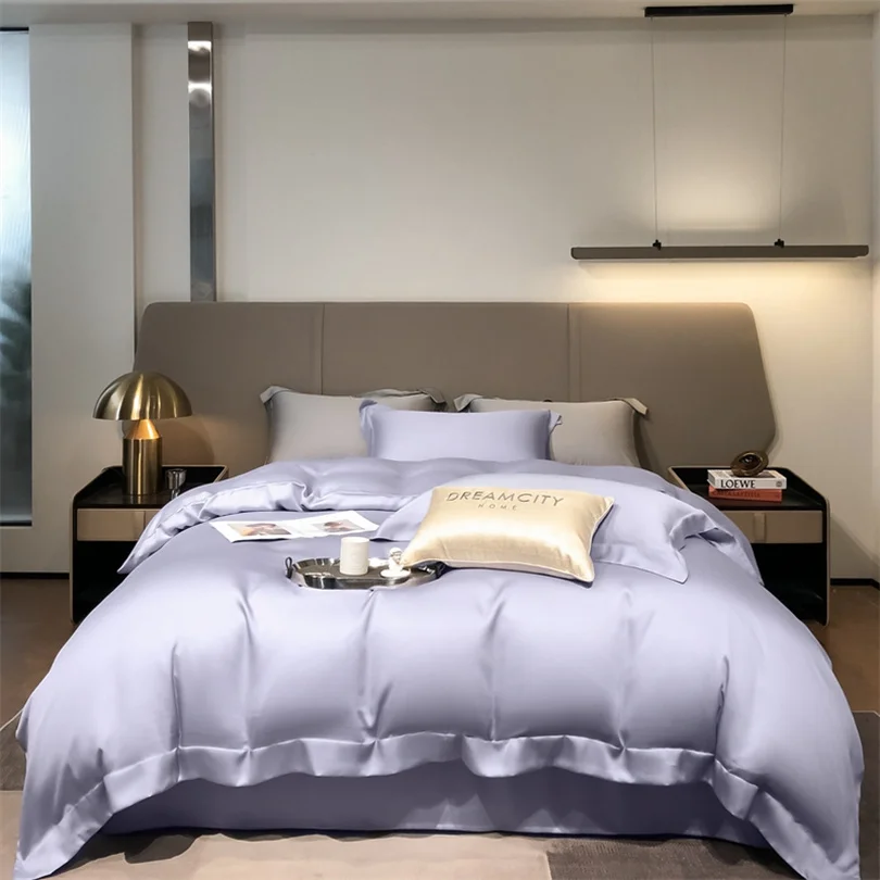 100% Organic Bamboo Bedding Set with Duvet Cover Fitted/Flat Sheet Pillowcase Luxury Silky Bedsheet Bed Linens Queen King Size