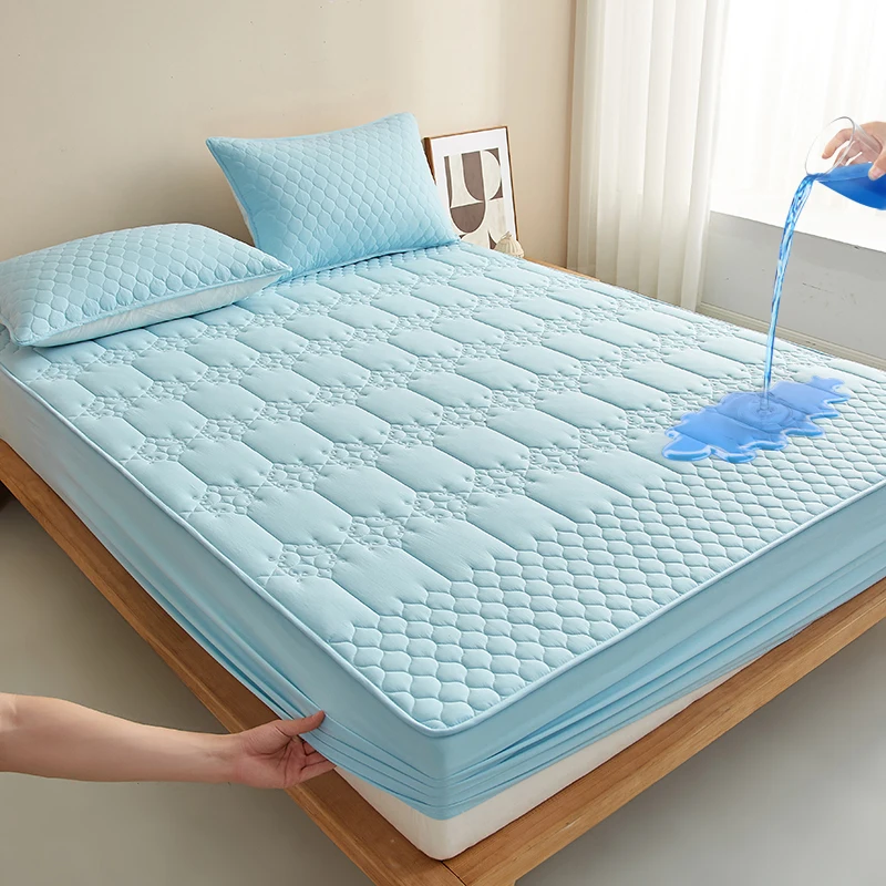 WASART King Size Double Bed Quilted Waterproof Mattress Protector Cover Elastic Fitted Sheet Protection Pad Thick Bedspread 150