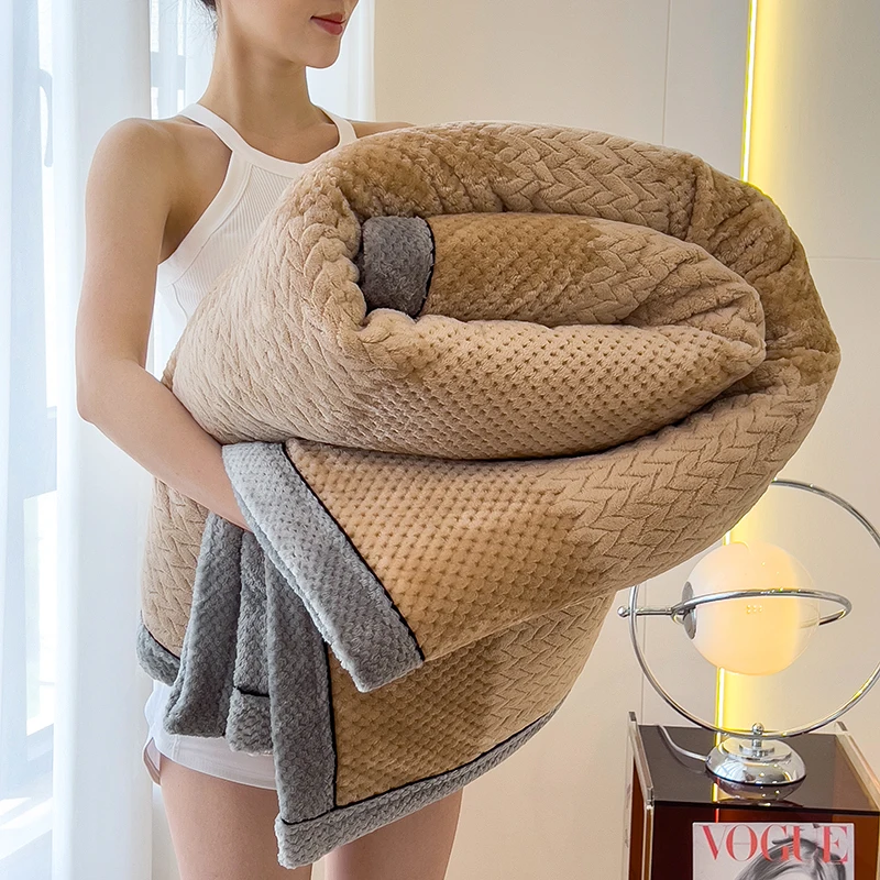 Fluffy Coral Velvet Blanket New Fleece Plush Comfortable Thickened and Warm Soft Sofa Cover Throw Blankets Luxury Bed Blanket