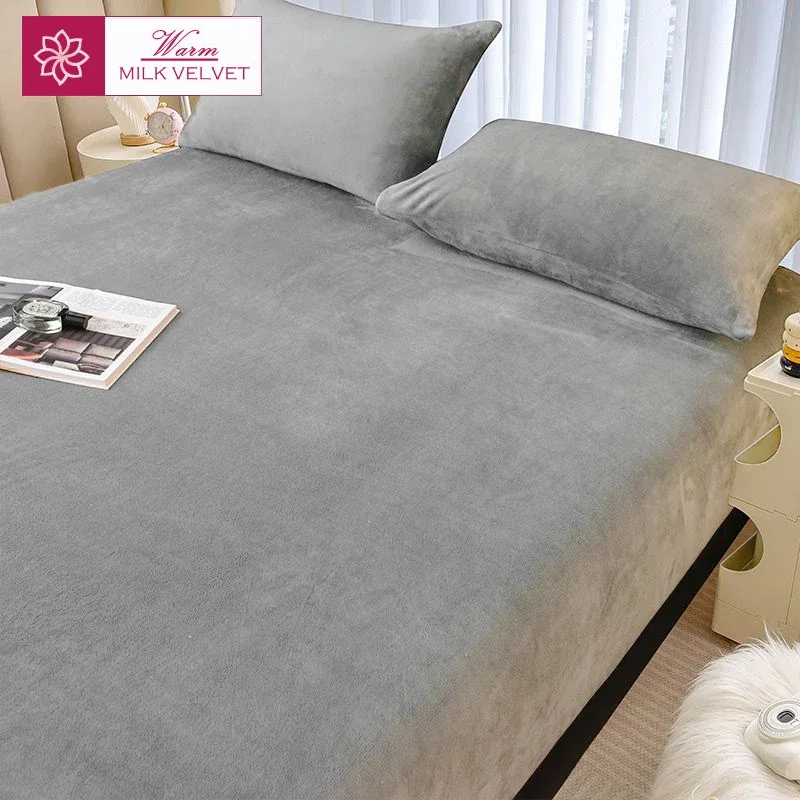 WASART Winter warm plush fitted sheet elastic mattress cover fluffy velvet fleece bed linen couple thermal double bed king size