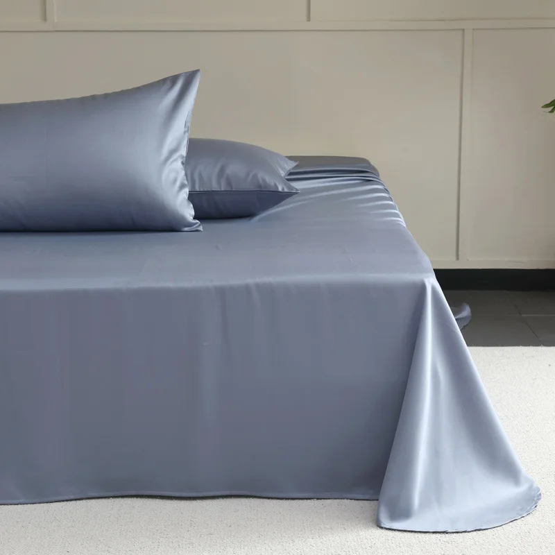 1PC Natural Mulberry Silk Flat Sheet Solid Color Bed Sheet High End Soft Smooth Bed Linen Single Double Queen King Size Bedding