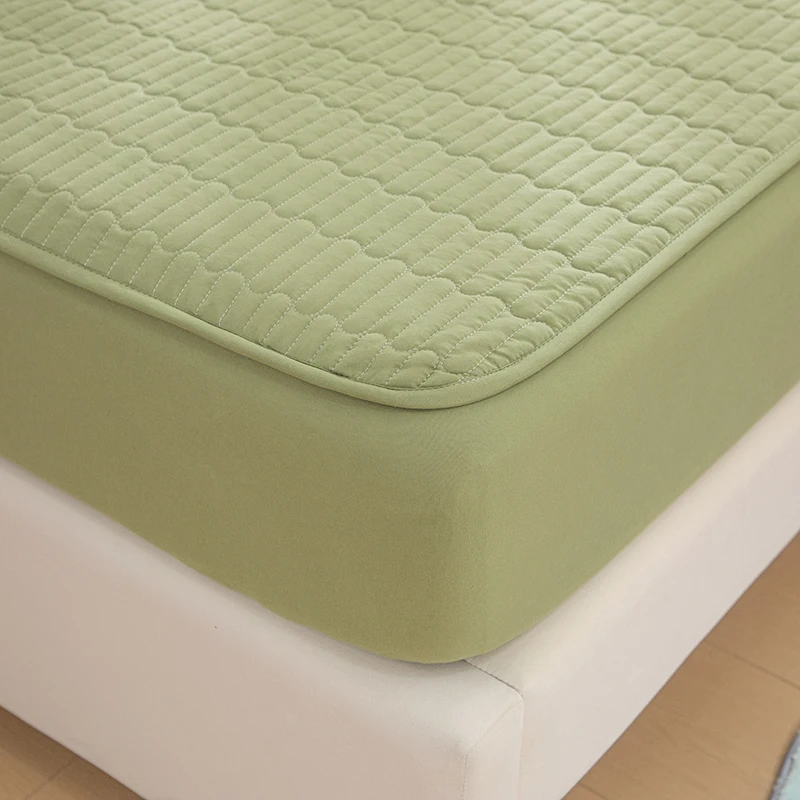 Quilted Thicken Bed Fitted Sheet Lemon Cotton Pad Protector Soft Durable Mattress Cover Bedding Without Pillowcase 140/160x200cm