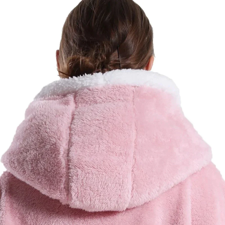WASART Winter extra long wearable hoodies blanket adult warm pullover sweatshirt oversized fleece hooded blanket with sleeves