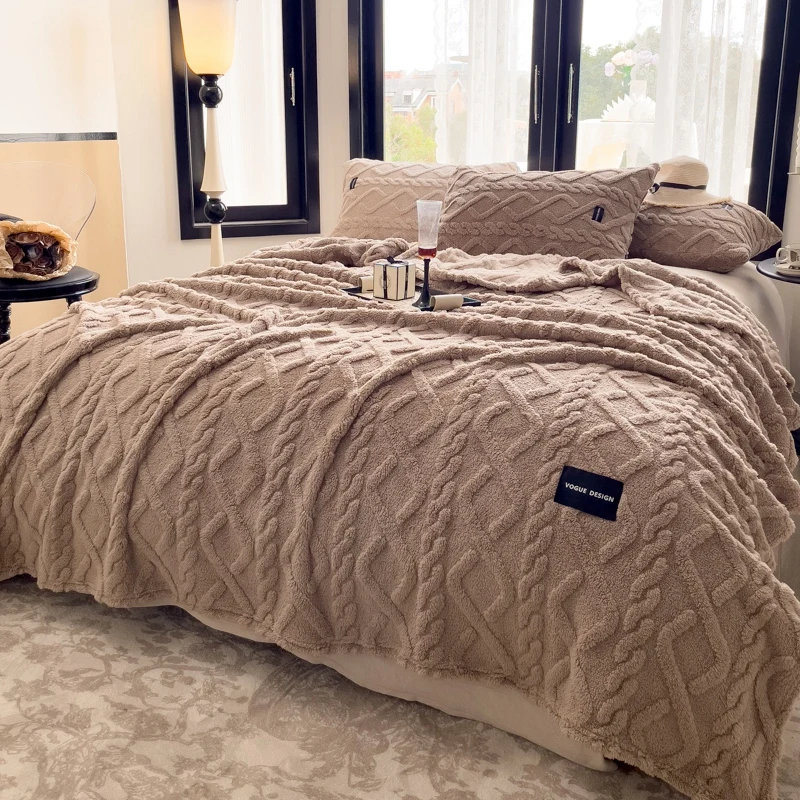 WASART Soft warm yellow flannel plaid blanket autumn winter velvet fleece stitch fluffy thick bed linen sofa throw big bedspread