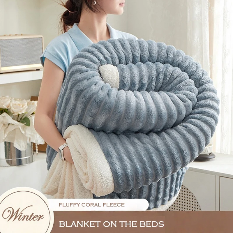 WASART Artificial Rabbit Plush Blanket Fluffy Coral Fleece Sofa Throw Thick Thermal Bed Sheet Warm Soft Autumn Winter Bed Cover