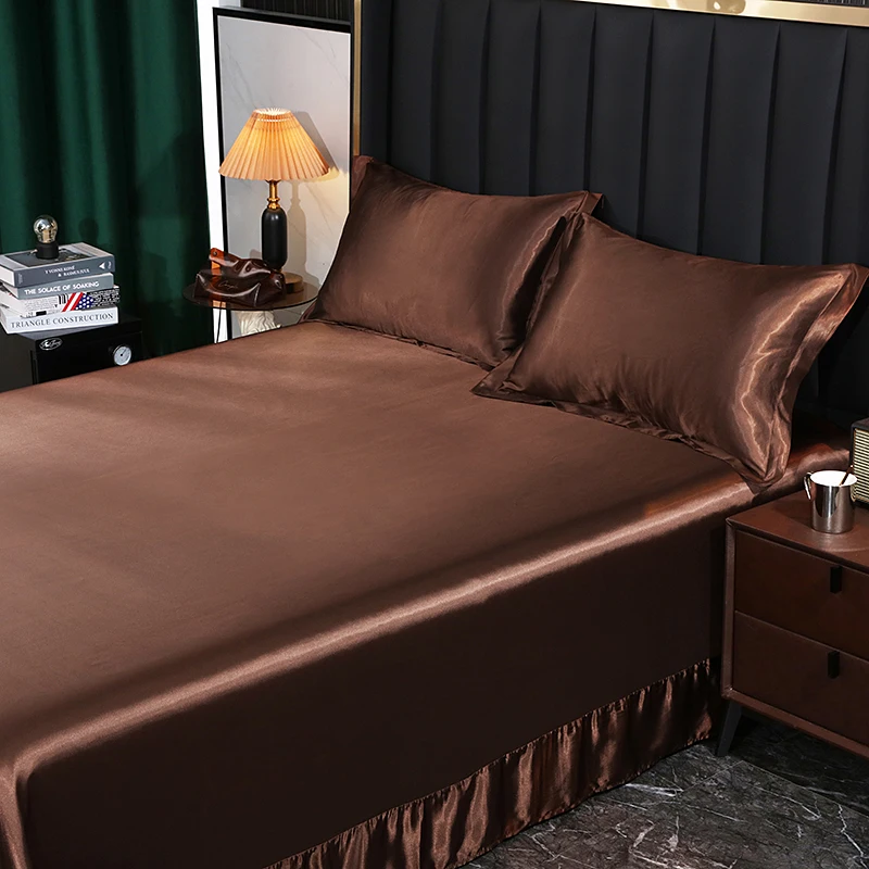 Luxury Bedding with Fitted Sheet Flat Sheet Pillowcase Mulberry Silk Bed Sheets Set Queen King Size Deep Pocket Flat Bedsheets