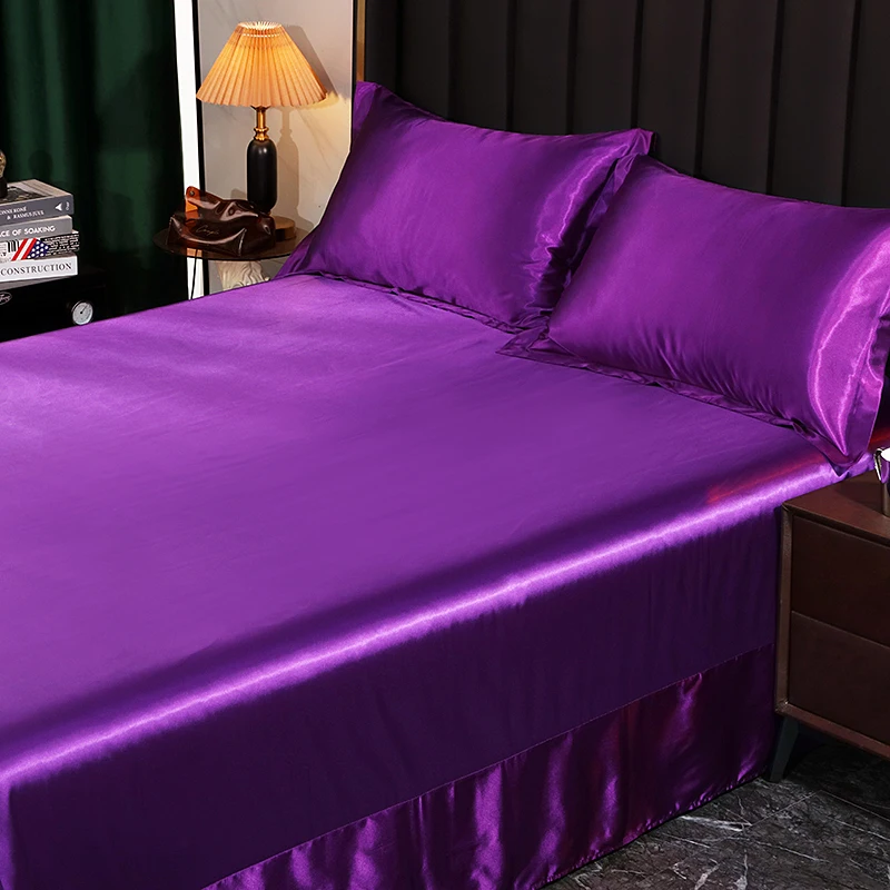 Luxury Bedding with Fitted Sheet Flat Sheet Pillowcase Mulberry Silk Bed Sheets Set Queen King Size Deep Pocket Flat Bedsheets