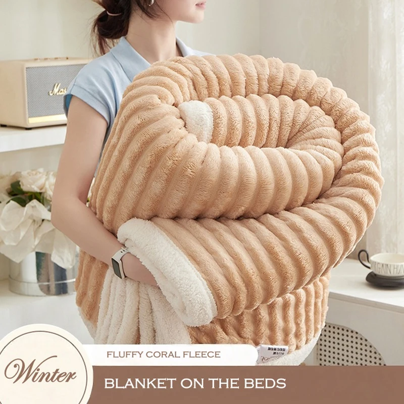 WASART Artificial Rabbit Plush Blanket Fluffy Coral Fleece Sofa Throw Thick Thermal Bed Sheet Warm Soft Autumn Winter Bed Cover