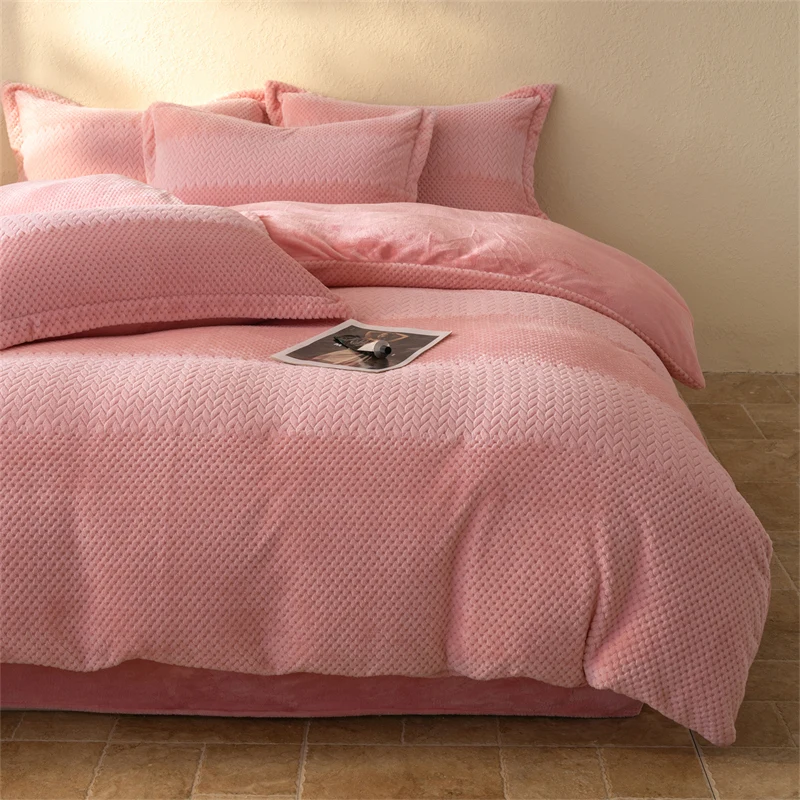 WASART Winter Warm Plush Duvet Cover 220x240 Velvet Fleece Couple Quilt Cover Double Bed Luxury Bedding Set Queen King Size