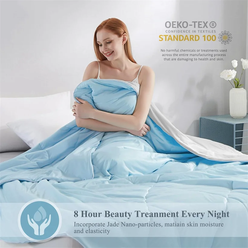 Air Condition Cooling Comforter Solid Color Cooling Blankets for Hot Sleepers Breathable Soft Lightweight Summer Quilt Smooth