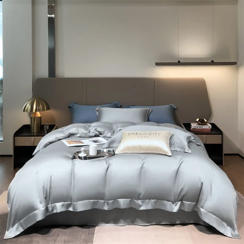 100% Organic Bamboo Bedding Set with Duvet Cover Fitted/Flat Sheet Pillowcase Luxury Silky Bedsheet Bed Linens Queen King Size