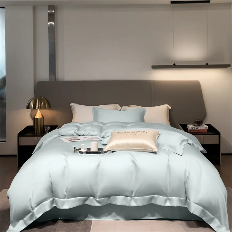 100% Organic Bamboo Bedding Set with Duvet Cover Fitted/Flat Sheet Pillowcase Luxury Silky Bedsheet Bed Linens Queen King Size