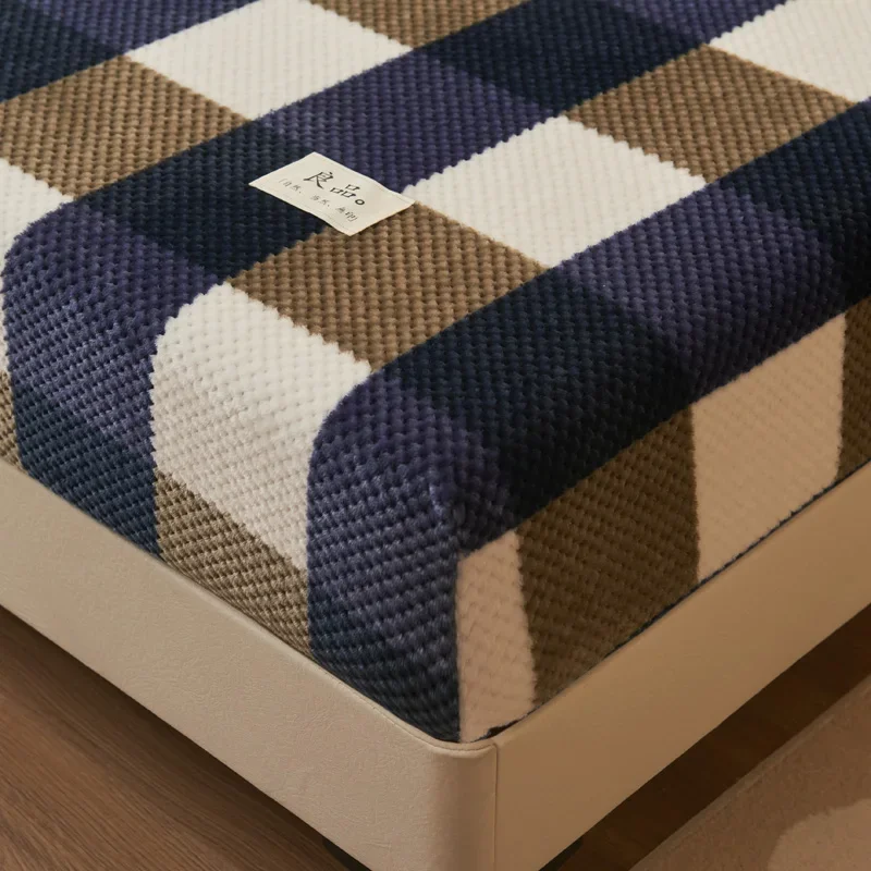 WASART Winter warm coral fleece fitted sheet elastic mattress cover 150x200 fluffy plush bed linen luxury double bed king size