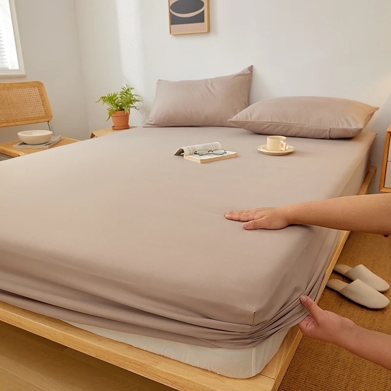 Nordic Bedspreads 100% Cotton Mattress Cover All-around Elastic Band Fitted Bed Sheet for Queen King Double Single Bed Easy Care
