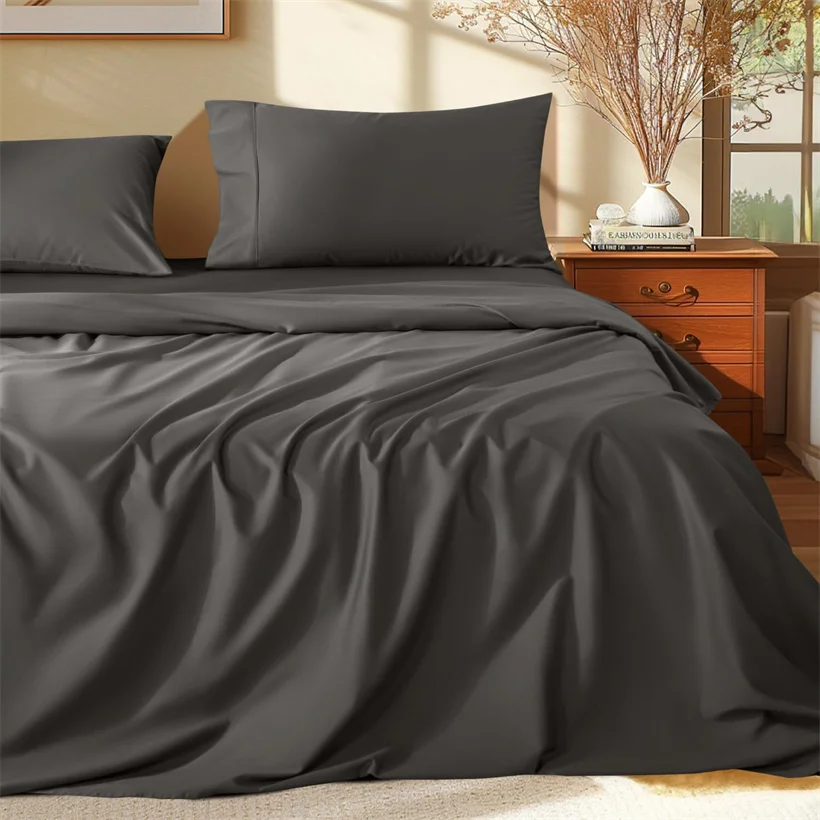 100% Egyptian Cotton Bed Sheet Set 1600 Thread Count Bedding Set Luxury Flat Top Sheet Fitted Bed Sheets Pillowcase Smooth Soft