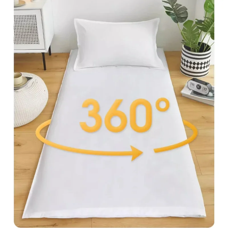 WASART 360° fully enclosed with zipper cotton mattress protector cover single double bed white sheet protection pad king size