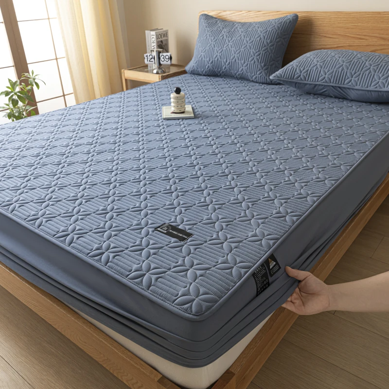WASART Waterproof Quilted Mattress Protector Cover Elastic Fitted Sheet Style Couple Bed Protection Pad King Size Hypoallergenic