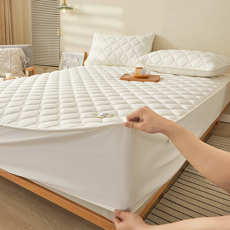 Bedding Pure Cotton Thick Mattress Cover Soybean Microfiber Filling Elastic Fitted Sheet Queen King Size Mattress Pad Protector