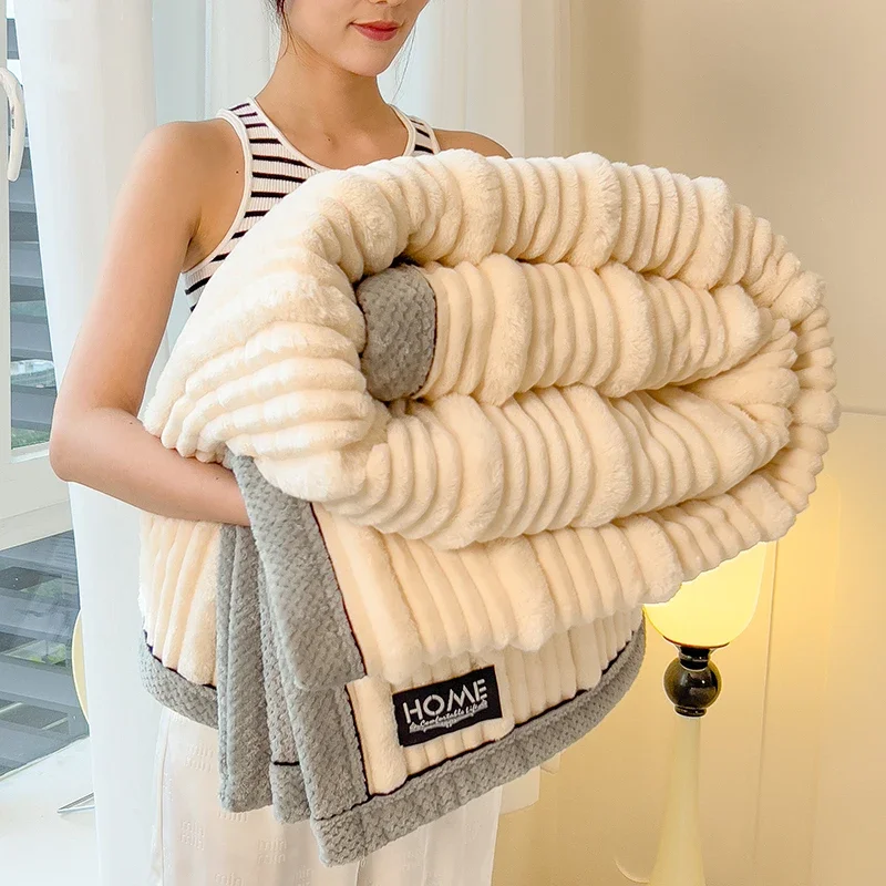 WASART New artificial rabbit plush warm blanket for beds autumn winter fluffy coral fleece sofa throw blanket thicken bed sheet