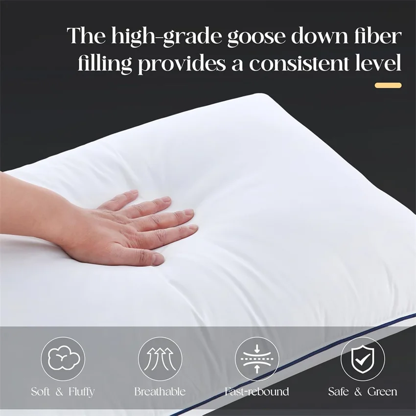 95% Goose Down Pillow with 5% Elastic Fiber Soft Pure Cotton Pillow Cover Rectangle Bedroom Sleep Pillows 5 Star Hotel Pillow