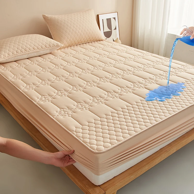 WASART King Size Double Bed Quilted Waterproof Mattress Protector Cover Elastic Fitted Sheet Protection Pad Thick Bedspread 150