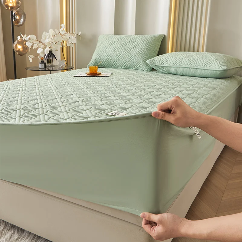 Bedding Pure Cotton Thick Mattress Cover Soybean Microfiber Filling Elastic Fitted Sheet Queen King Size Mattress Pad Protector