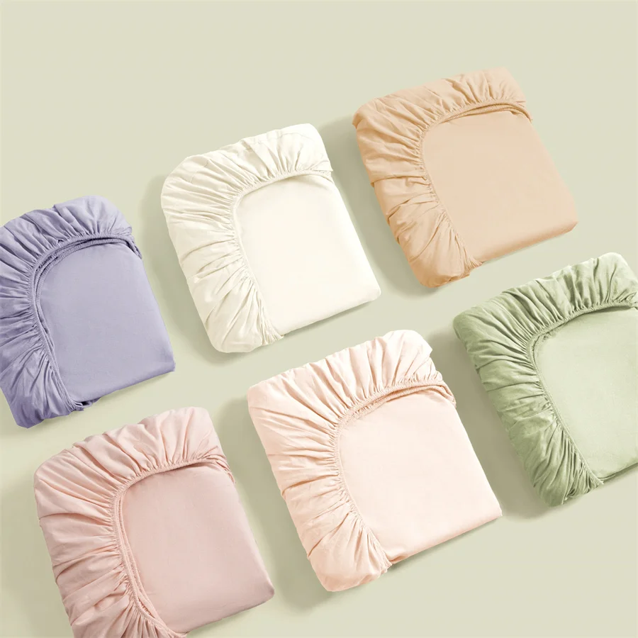 Premium Egyptian Cotton Bedding Fitted Sheet Elastic Band Around Mattress Cover Double Queen King Size Bed Cover No Pillowcase