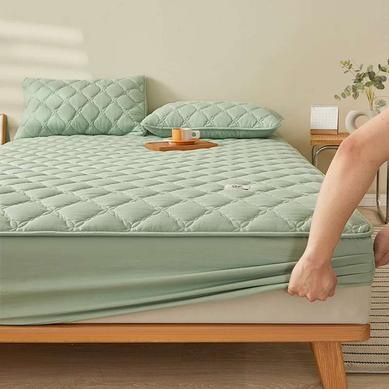 Bedding Pure Cotton Thick Mattress Cover Soybean Microfiber Filling Elastic Fitted Sheet Queen King Size Mattress Pad Protector