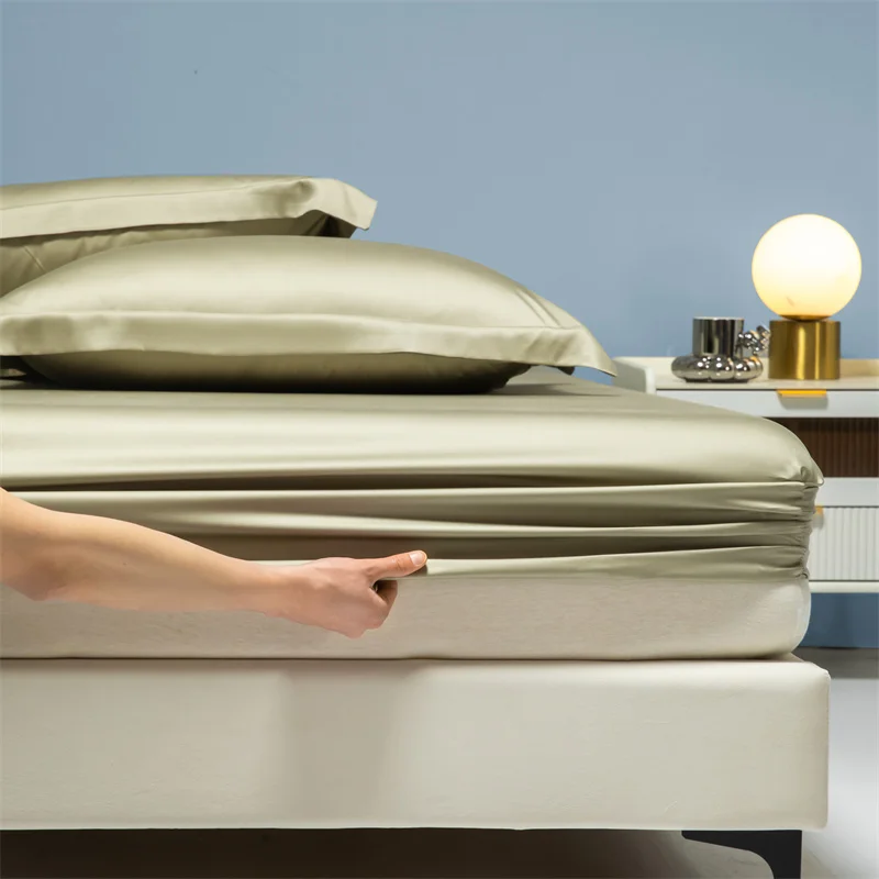 Luxury 100% Bamboo Bed Sheet Set with Fitted Sheets Flat Bedsheet Pillowcase Double Queen King Size Bedding Sets Smooth Silky