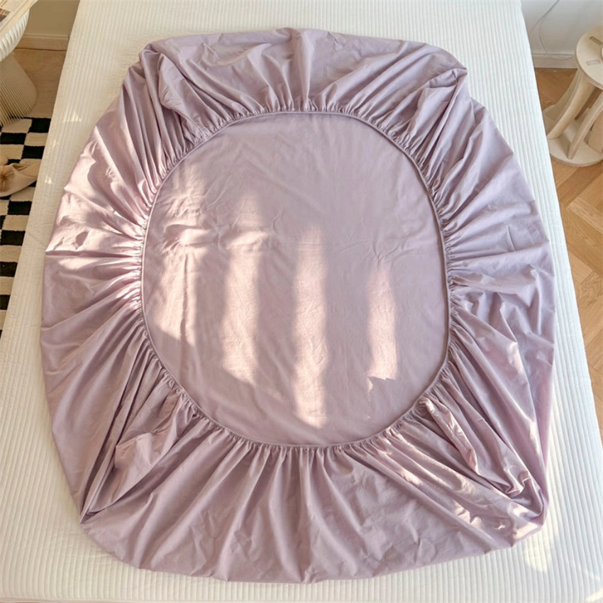 Cotton Mattress Cover with Elastic Rubber Band Soft Comfort Fitted Bed Sheet Ins Style Plain Color Bedsheet Adjustable Bed Cover